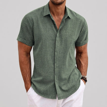 Theo | Men's Linen Shirt Short Sleeve Button Down