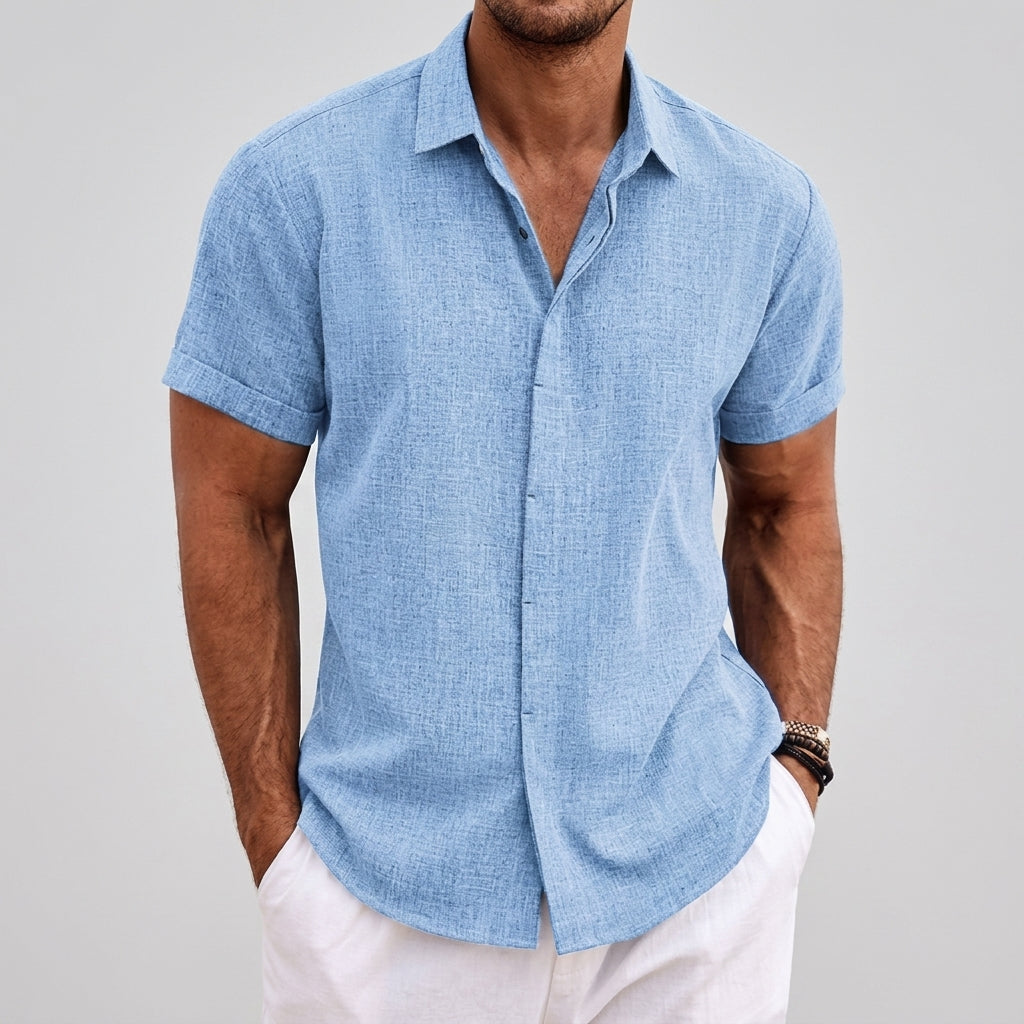 Theo | Men's Linen Shirt Short Sleeve Button Down