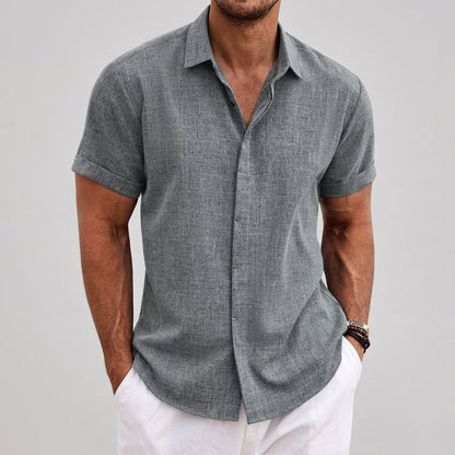 Theo | Men's Linen Shirt Short Sleeve Button Down