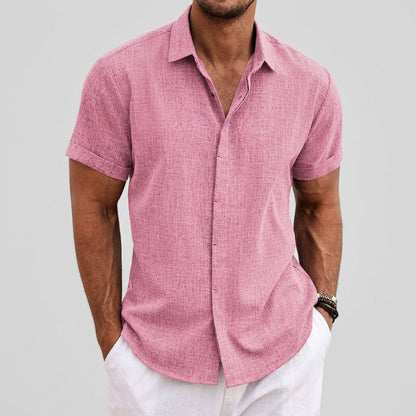 Theo | Men's Linen Shirt Short Sleeve Button Down
