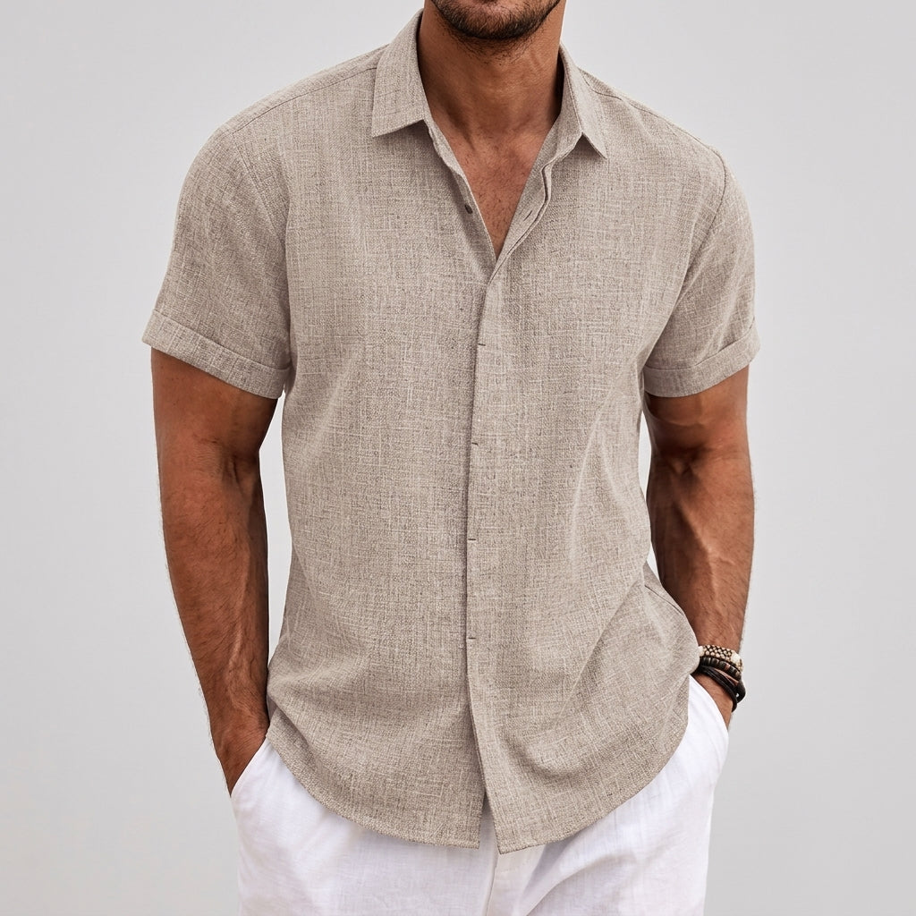 Theo | Men's Linen Shirt Short Sleeve Button Down