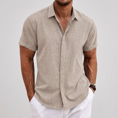 Theo | Men's Linen Shirt Short Sleeve Button Down