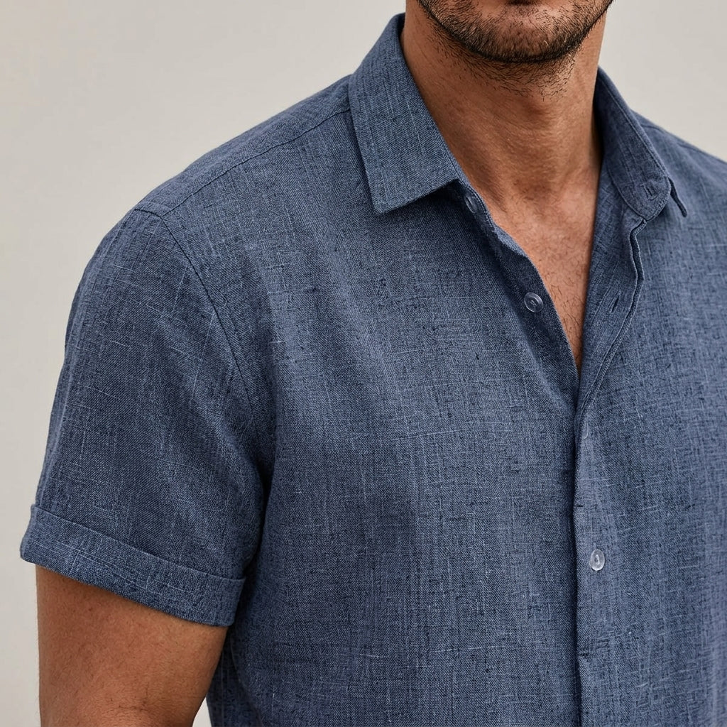 Theo | Men's Linen Shirt Short Sleeve Button Down